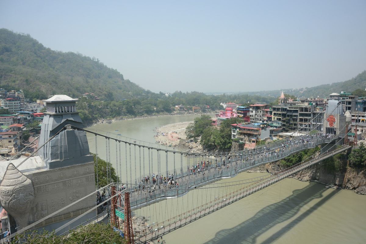 The suspension bridge over the Ganga at Rishikesh